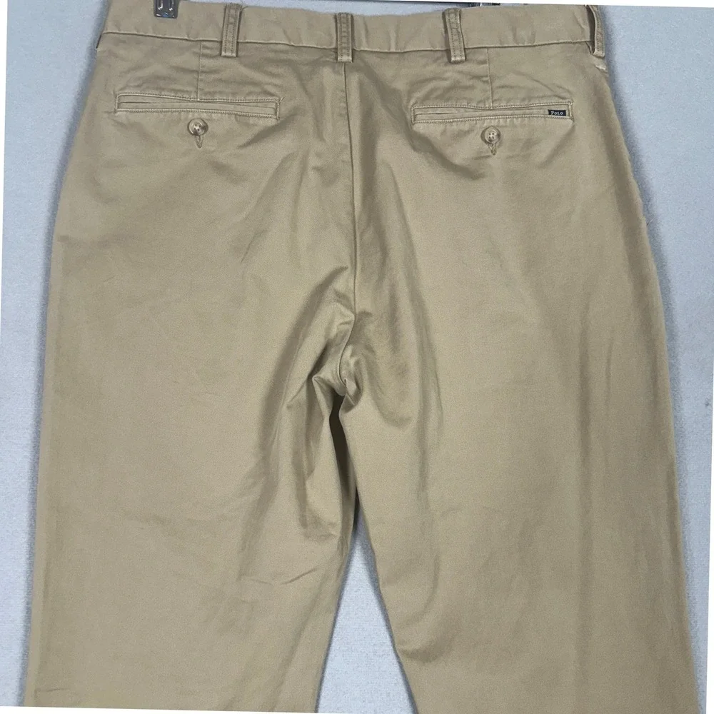 Polo Ralph Lauren Pants Men 34X32 Stretch Classic Fit Tan Khaki Chino Flat Front